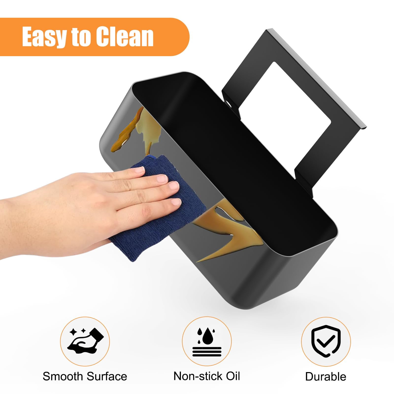 1Pcs Griddle Accessories Grease Catcher, Silicone Cup Liners for Blackstone 36" 28" 22" 17" Griddle, with 1PCs Silicone Grease Cup Liners,Grease Trap for Black Stone Griddle (Orange, Long Hook)