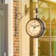 thumbnail image 4 of Reloj de estación retro de doble cara, reloj de pared impermeable, esfera con soporte de montaje de péndulo de doble cara para interior y exterior, hogar, patio, jardín, cocina, patio, sala de estar kaili Sencillez, 4 of 4
