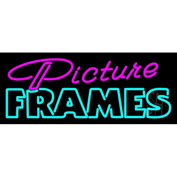 Pink Picture Frames 1 LED Neon Sign 10 x 24 - inches, Black Square Cut Acrylic Backing, with Dimmer - Bright and Premium built indoor LED Neon Sign for art gallery, and exhibition.