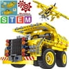 JoyX STEM Building Toy for Boys 8-12 - Dump Truck or Airplane 2 in 1 Construction Engineering Kit (361pcs) Best Gift for Kids Age 6 7 8 9 10 11 12+ Years Old