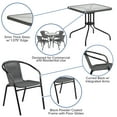 thumbnail image 4 of Flash Furniture Lila 28'' Square Glass Metal Table with Gray Rattan Edging and 4 Gray Rattan Stack Chairs, 4 of 13