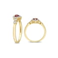 thumbnail image 3 of 1/4 Carat (Ctw) Garnet Heart Ring in Yellow Plated Silver with Lab Created White Sapphires for Women, 3 of 6