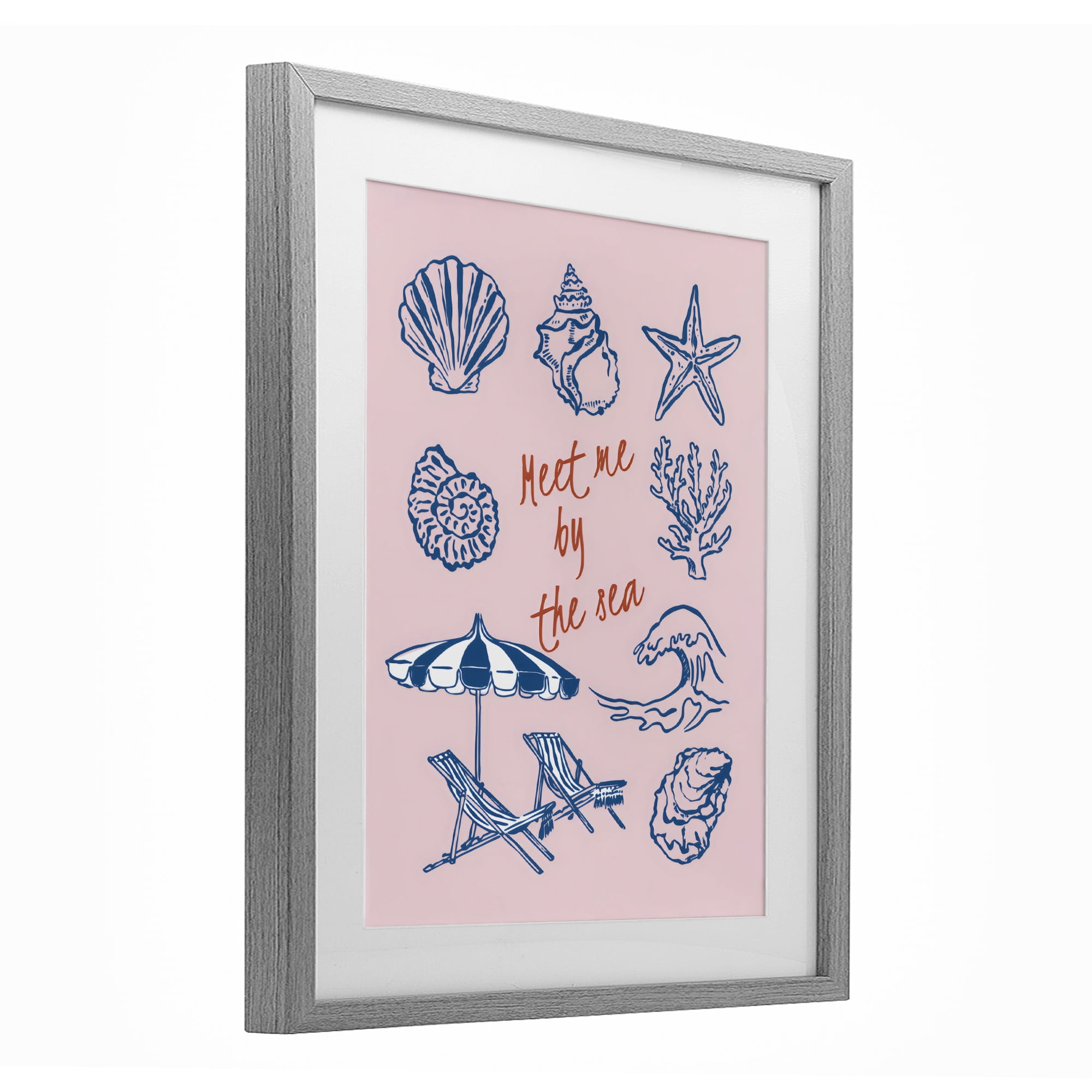 Stupell Industries Meet Me By The Sea Gray Framed Print Under Glass, design by The Prints Vibe