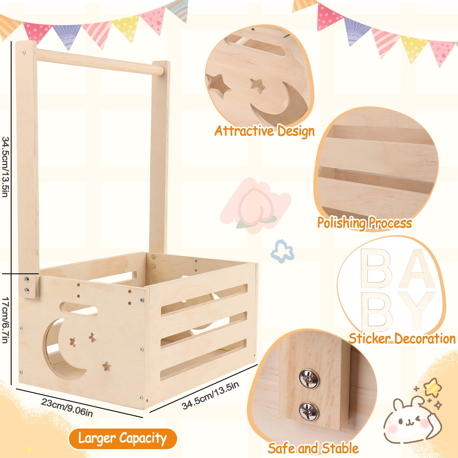 Baby Shower Crate Closet, Wooden Baby Shower Gift Baskets, Personalized Baby Basket for New Baby Gift