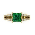 thumbnail image 2 of 2.48ct princess cut green emerald 14k yellow gold Bridal Wedding Engagement Promise Anniversary Ring for Women size 8.25, 2 of 7