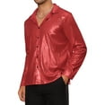 thumbnail image 4 of INSPIRE CHIC 70s Disco Shirts for Men's Long Sleeves Button Down Party Costume Metallic Shirt 3XL Red, 4 of 6