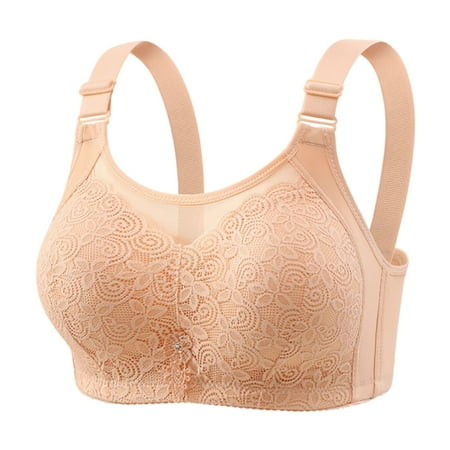 BYHONG Sexy Underwear for Women Plus Size Women s Lace Push Up Comfort Breathable Bra Without Underwire Lingerie for Mom Beige 40