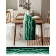 thumbnail image 3 of ERUNPONLY Teal Turquoise Marble Table Runner - 70 Inch Long Abstract Wave Lines Cotton and Linen Blended Dress Scarves Farmhouse Table Runner for Kitchen Dining, Coffee Table, 13" x 70", 3 of 8
