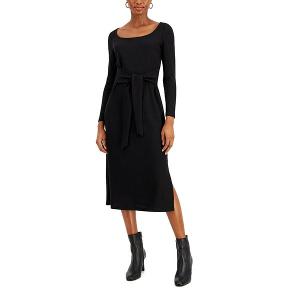 Nine West Tie Front Sweater Knit Dress Black S