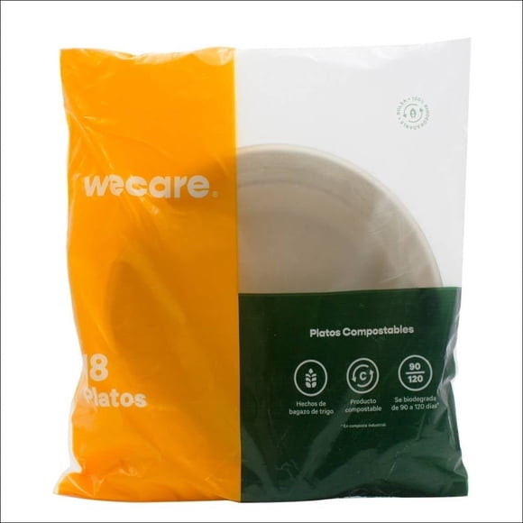 Platos desechables We Care lisos 18 pzas