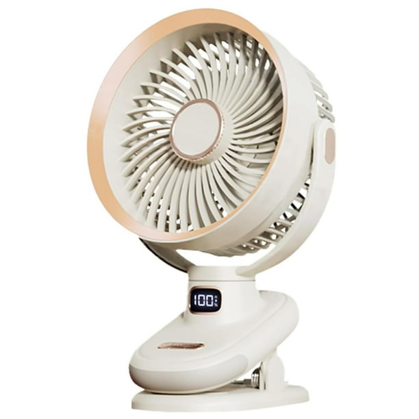 Ventilador portátil con clip, pequeño y potente ventilador de escritorio USB con batería con luz nocturna y pantalla LED, mini ventilador de mesa, ventilador personal giratorio de 360° para el hogar,