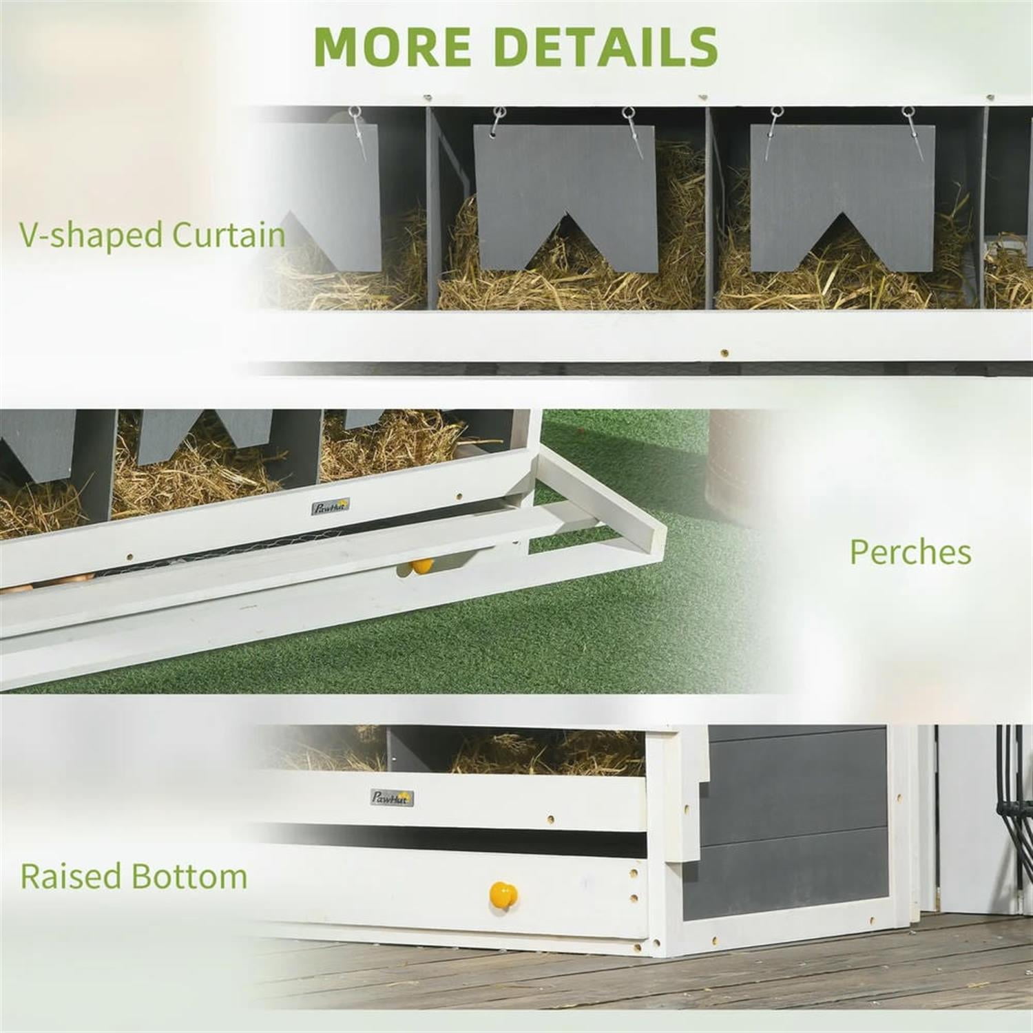 Kadyn 47" Outdoor Chicken Nesting Box, 8 Compartment Nesting Box, 8 Room Wood Nesting Boxes for 16-32 Hens, Gray
