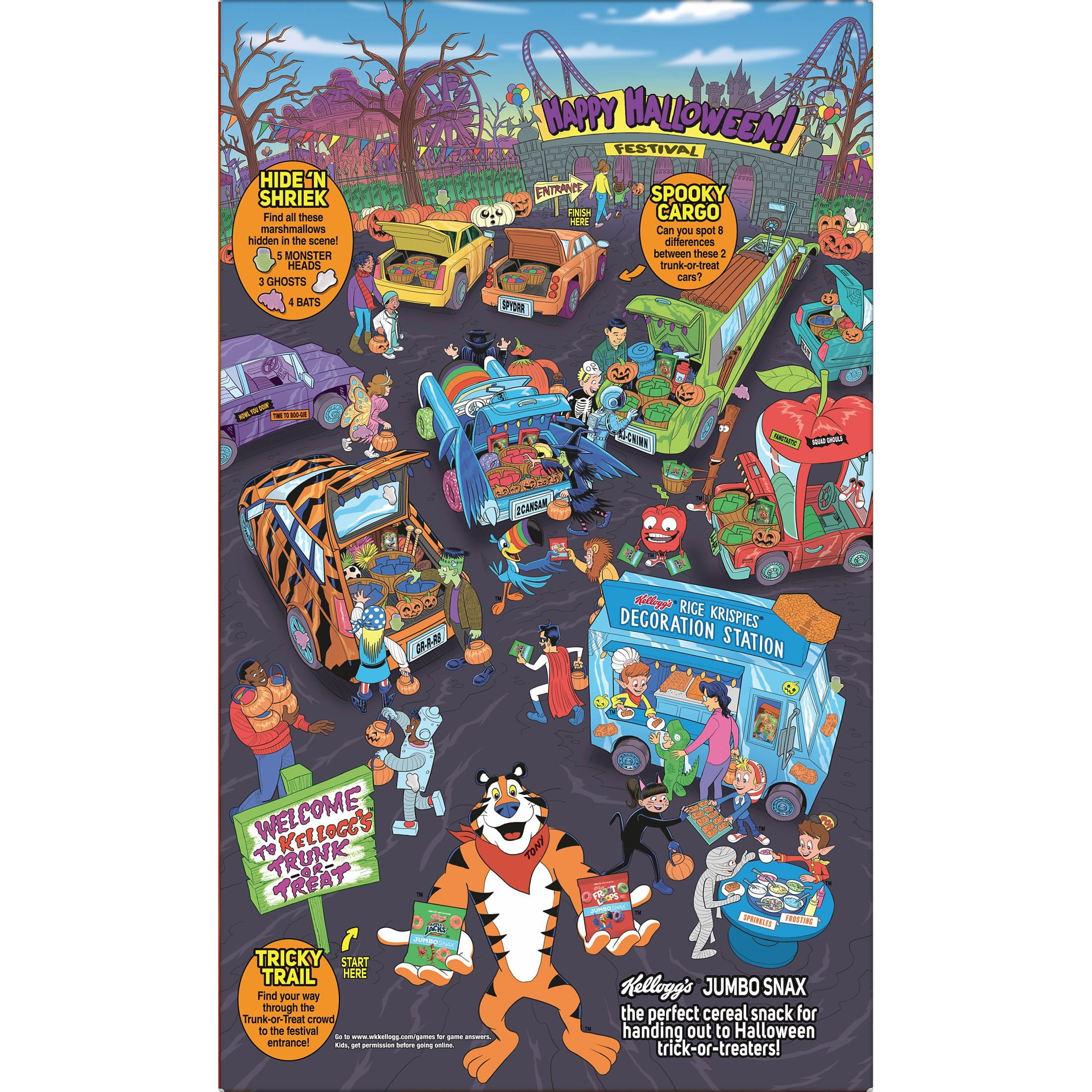 Kellogg's Rice Krispies Breakfast Cereal, Halloween Baking, Kids Snacks, Family Size, Shocking Orange, 12oz Box (1 Box)