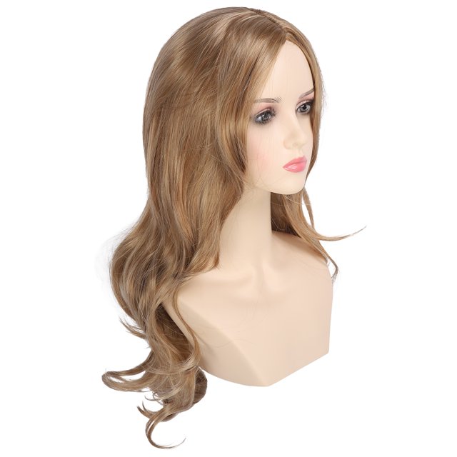 Peluca Ondulada Dorada Larga, Cabello Rizado Largo y Rizado Sintético para Fiestas
