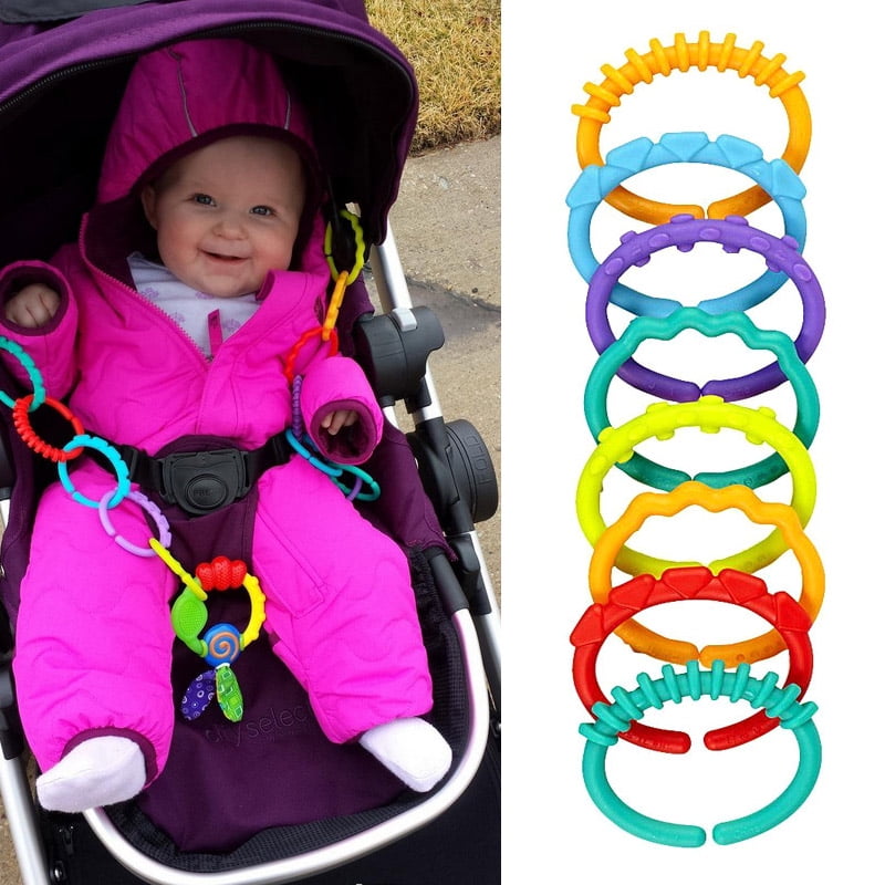 24pc Safe Plastic Teether Baby Stroller Gym Play Toys Rainbow  Ring Safety US 