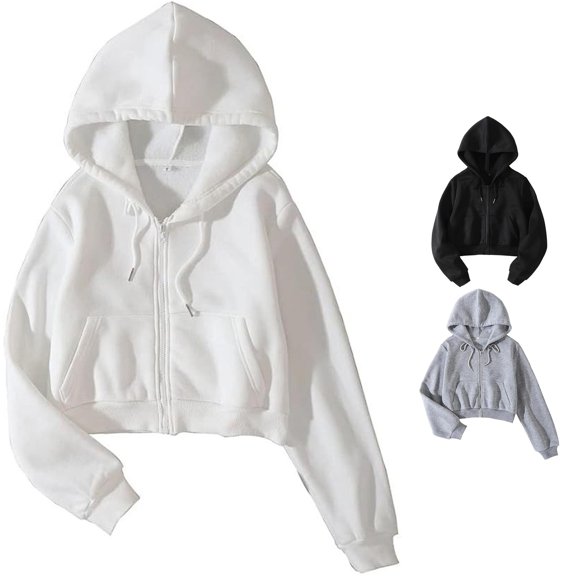 MEZZALL Sweatshirts For Women Solid Color Long Sleeve Hoodies Fashion Drawstring Crop Tops Pullover Daily Outdoor Vacation Travel