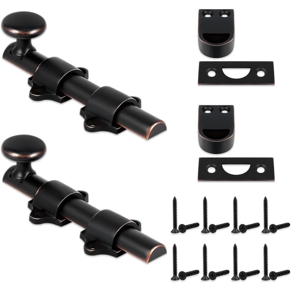 The 2 Pcs Dutch Door Bolt 4", Heavy Duty Solid Brass Slide Bolt Latch Door Hardware Locks, Oil Rubbed Bronze Attic Door Latch for Dutch Sliding Barn Door