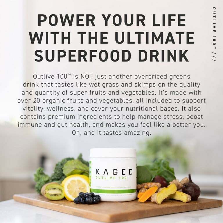 Kaged Outlive 100 Organic Superfood Greens - Lemon - 30 Servings