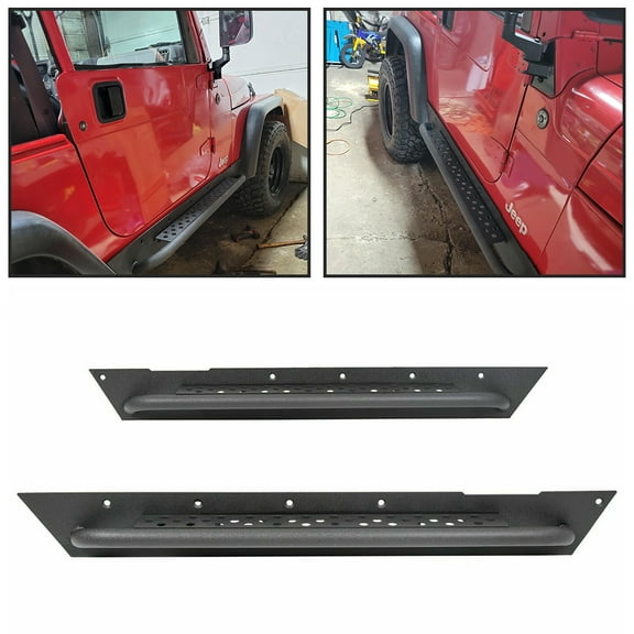 Kojem Running Board Slider Rocker Guard Side Rail Steps Nerf Bar Guards for 1997-2006 Jeep Wrangler TJ Steel