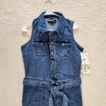 thumbnail image 1 of Rewash Womens Sleeveless Utility Style Button Front  Denim Jumpsuit, Blue, Medium, 1 of 6