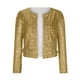 thumbnail image 4 of Puntoco Moda Mujer Frente Abierto Lentejuelas Chaqueta Manga Larga Corta Blazer Casual Abrigo Tops Puntoco Puntoco-1560, 4 of 8