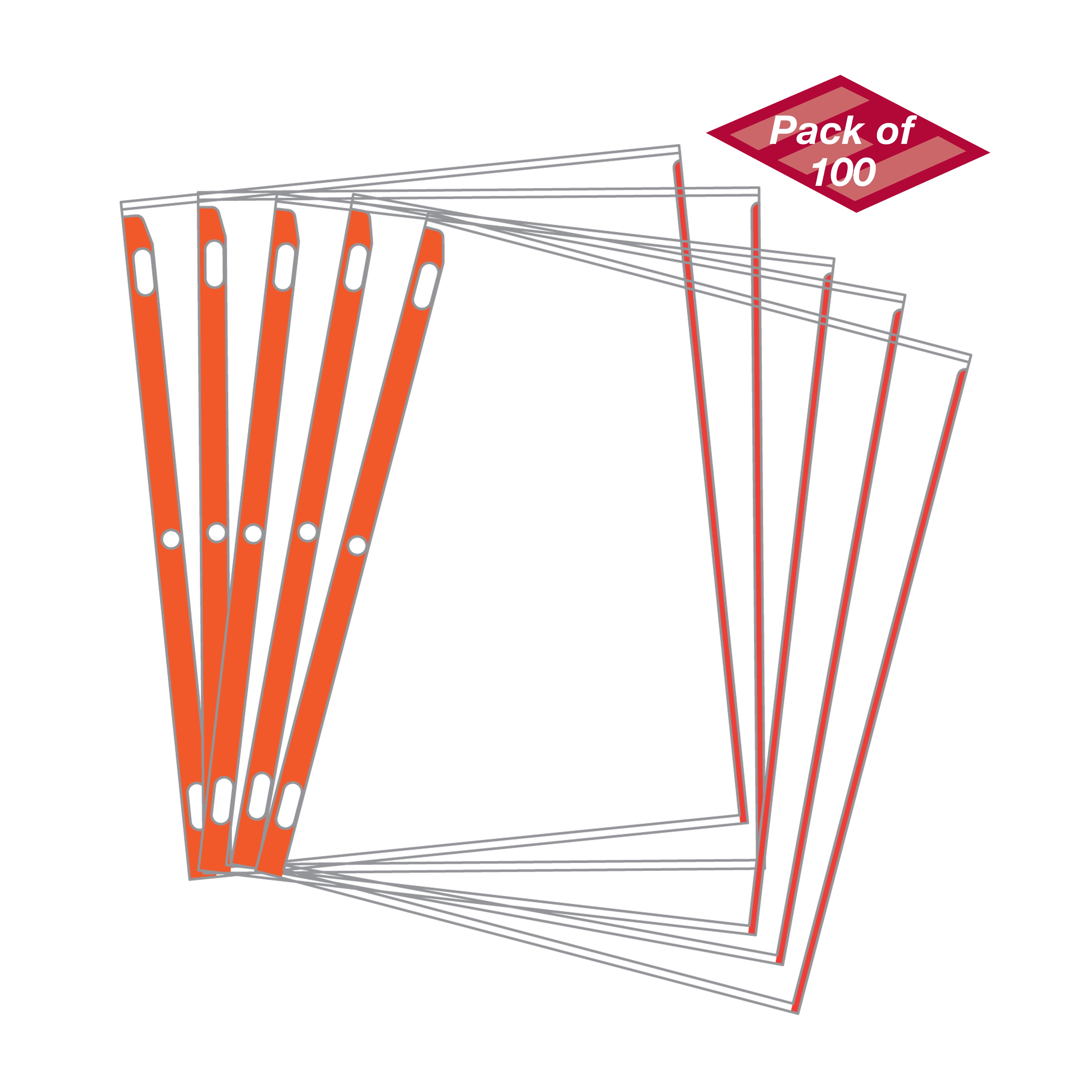 EnvyPak Sheet Protectors Color-Coded Edges 8.5 X 11-3 Hole Punched - Pack of 100 (Orange) - Made in USA