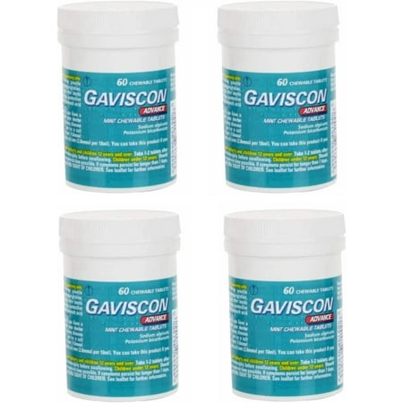 Gaviscon Advance Chewable Peppermint 60 Tablets Pack of 4