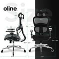 thumbnail image 7 of Oline ErgoPro Ergonomic Office Chair w/ Breathable Mesh Material, Navy Blue, 7 of 7