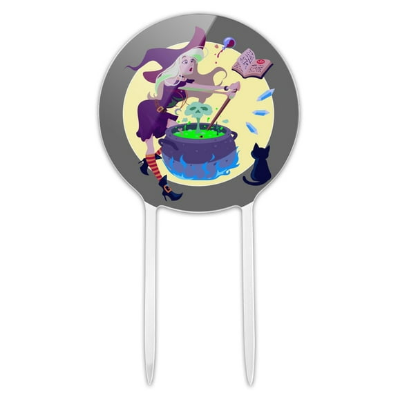 Acrylic Little Witch Brewing Potions  Cake Topper Party Decoration for Wedding Anniversary Birthday Graduation
