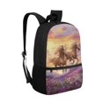 thumbnail image 2 of Uourmeti Durable 17 Inch Polyester Backpack for Work School, Adjustable Padded Straps Portable School Backpack, Running Horses Purple Flower Field, 2 of 6
