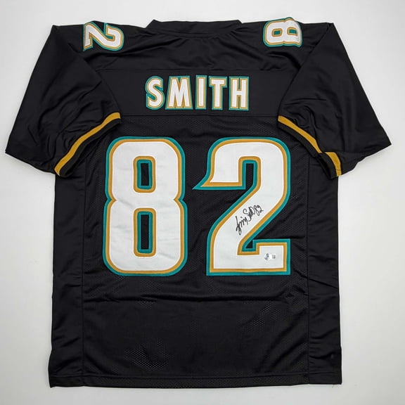 Autographed/Signed Jimmy Smith Jacksonville Black Football Jersey Beckett BAS COA