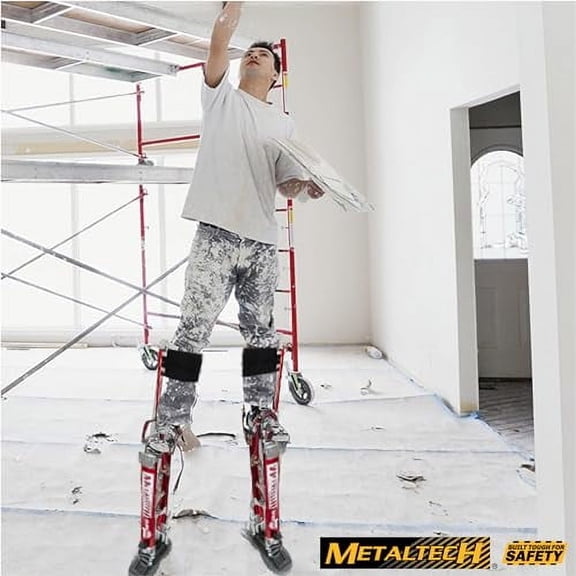 Metaltech I-BMDS1830 BuildMan Grade 18-in. to 30-in. Drywall Stilts 2-Pack, Anodized Aluminum Stilts for Adults, Drywall Tools for Home Improvement, Paint Stilts with Anti-Fatigue Comfort Straps