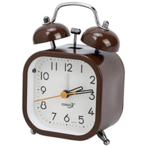REGALWOVEN Square Mechanical Alarm Clock, Traditional Dual Bell Design, Loud Alarm, Meatl Casing for Heavy Sleepers Brown 3.3"L x 2.2"W x 4.6"H