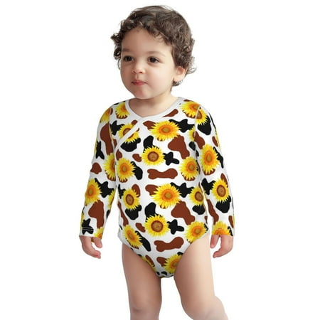 

Fotbe Sunflower Cow Pattern Unisex-baby Long-sleeve Bodysuit Long Sleeve Bodysuits One-piece 100% Organic Cotton for Infant Baby Boys Unisex-18 Months