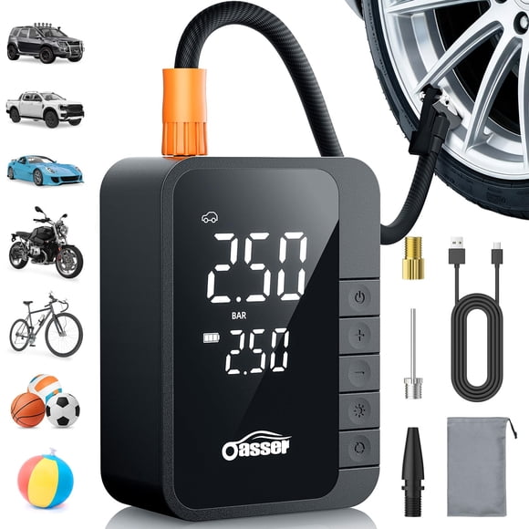 Compresor de aire portátil Oasser para inflar neumáticos, 150 psi, 6000 mAh