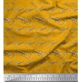 thumbnail image 1 of Soimoi Gold polyester Crepe Fabric Sketch Guitar Musical Instrument Print Fabric by the Yard 42 Inch Wide, 1 of 3