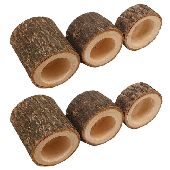 6 Pcs Wooden Tealight Candle Holder,Wood Votive Candle Holders,Rustic Candle Stands,Vintage Tealight Holders Set for Wedding Party Birthday Holiday Decor (3 Sizes) -Topboutique