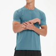 thumbnail image 1 of Workout Shirt Men Compression Fit Quick Drying Gym Shirts Mesh Breathable Short Sleeve Crew Neck Running Fishing Hiking Top, 1 of 5