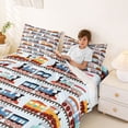 thumbnail image 3 of Erosebridal Colorful Railway Car Bed Sheets 4pcs For Boys,Kids Cartoon Railroad Train King Sheets,Blue Yellow, 3 of 5