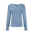 thumbnail image 3 of Tshirts Shirts for Women Women's V-neck Long-sleeved Solid Color Shirt Blouse Autumn Tops, 3 of 4