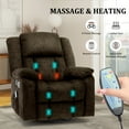 thumbnail image 4 of Korser Massage Swivel Rocker Recliner Chair with USB Ports Chenille for Living Room,Brown, 4 of 7