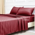 thumbnail image 3 of Jessy Home 4-Piece Satin Stripe Sheet Set, Silky Soft 100% Polyester Bedding, 14-Inch Deep Pocket, Twin, Burgundy, 3 of 9