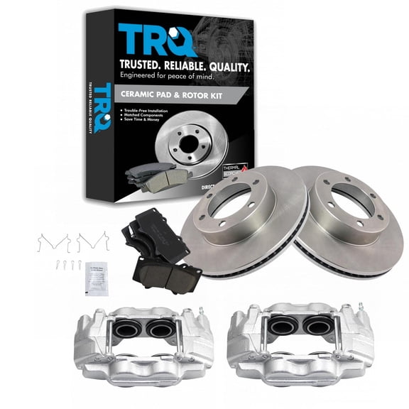 TRQ Front Brake Pad & Rotor Kit Brake Caliper Brake Pads Brake Rotor Ceramic Fits Select 2001-2007 Toyota Sequoia 2000-2006 Tundra
