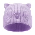 thumbnail image 3 of Baby Knit Beanie Cat Ear, Toddler Newborn Winter Warm Cute Ears Love Heart Embroidered Infants Cap, Purple 0-6 Months, 3 of 8