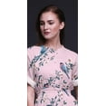 thumbnail image 3 of Bimba Rayon Peach Floral & American Robin Bird Printed Womens Long MaxiDressGown with Side Slit-Large, 3 of 6