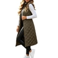 thumbnail image 3 of Zip Up Puffer Vests for Women,Stand Collar Sleeveless Oversized Long Quilted Warm Coat With Pockets, 3 of 6