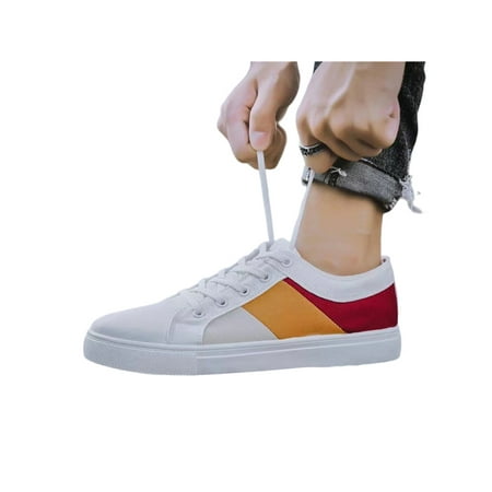 

Rotosw Women s Casual Shoes Lace Up Canvas Sneakers Slip On Flats Breathable Comfort Walking Shoe Sports Lightweight Sneaker White 7.5
