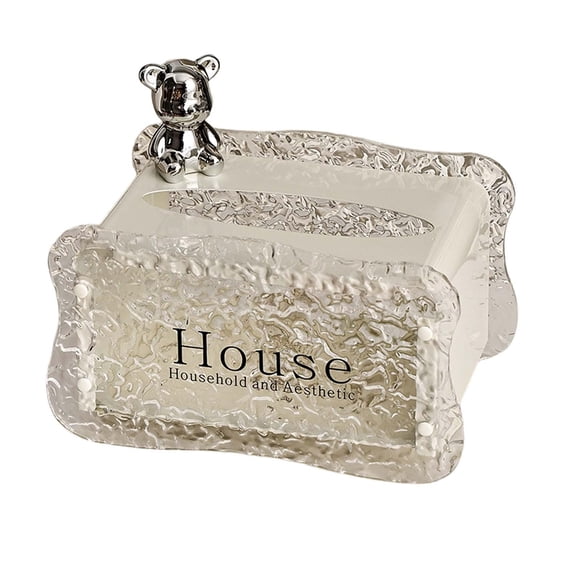 Funda para caja de pañuelos, funda para pañuelos faciales, funda de lujo para caja de pañuelos, servilletero oso blanco