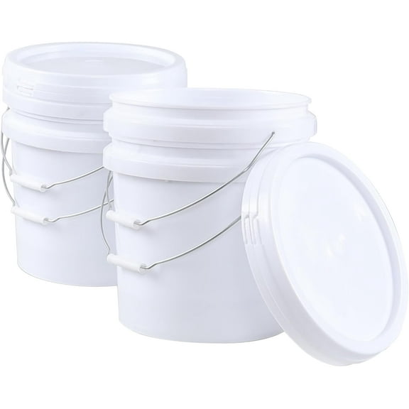 4-Pack 15 Liters White Food Grade Storage Buckets, Plastic Paint Pails with Lids