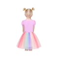 thumbnail image 4 of Girls Dress Pink Rainbow Mermaid Princess Puff Sleeve Tulle Casual 6 Years, 4 of 8
